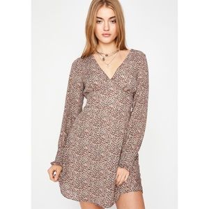 Dollskill-long sleeve floral print v neck dress